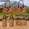 Unijames Friesian Center Zip Pattern Custom Name 3D Leather Handbag