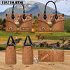 Unijames Thoroughbred Center Zip Pattern Custom Name 3D Leather Handbag