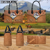 Unijames Appaloosa Center Zip Pattern Custom Name 3D Leather Handbag