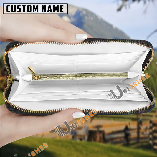 Uni Hackney Center Zip Pattern Custom Name 3D Leather Clutch
