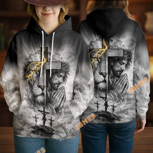 Unijames God Lion Cross 3D Hoodie