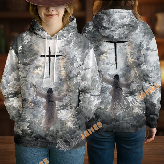 Unijames God Lion Cross On Sky 3D Hoodie