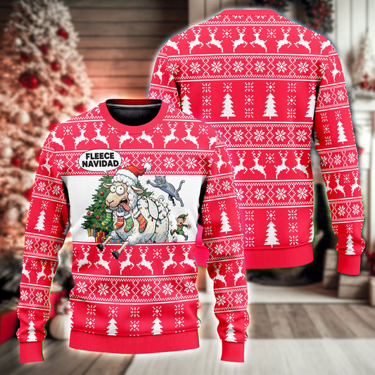 Unijames Fleece Navidad Funny Sheep Ugly Christmas Sweater