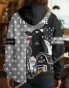 Uni Personalized American Flag Ranch Pattern Name & Farm Name Cattle Hoodie