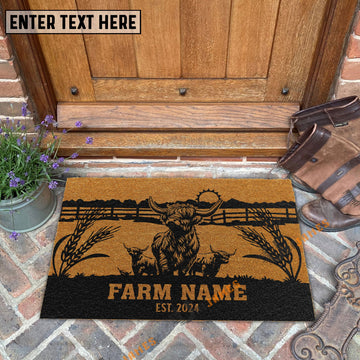 Uni Highland Sunshine Field Custom Farm Name Custom Year Coir Doormat