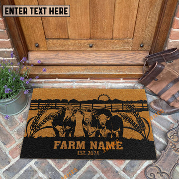 Uni Hereford Sunshine Field Custom Farm Name Custom Year Coir Doormat