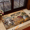 Uni Rustic Holy Cow! You're Here Red Barn Milk Can Custom Name And Year Cow Welcome Doormat (10 Breeds)