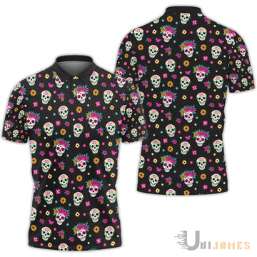 Unique Day Of The Dead Pattern Polo Shirt