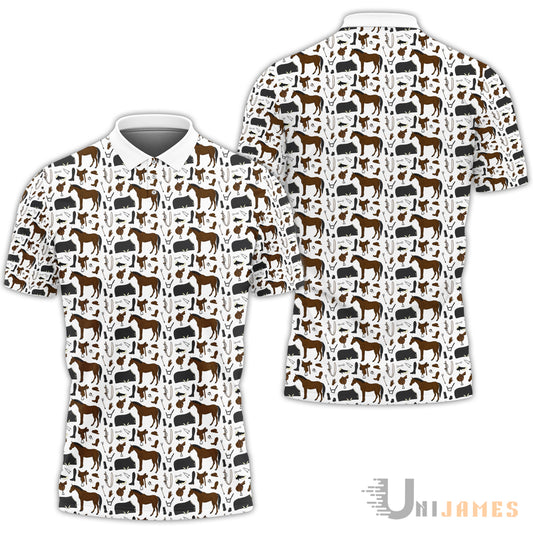 Unique Horse Riding Equipment Pattern Polo Shirt
