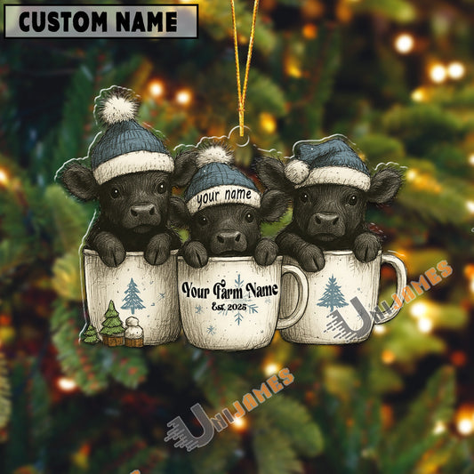 Uni Personalized Cup Cuties Cows Christmas Acrylic Ornament