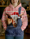 Uni Personalized Name & Farm Name Merry Christmas Cow Hoodie