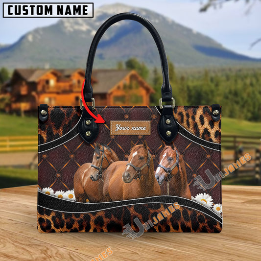 Unijames Thoroughbred Happiness Sunflower Custom Name 3D Leather Handbag