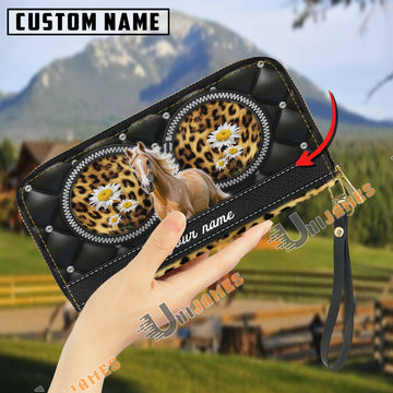 Uni Palomino Leather Heart Pattern Custom Name 3D Leather Clutch