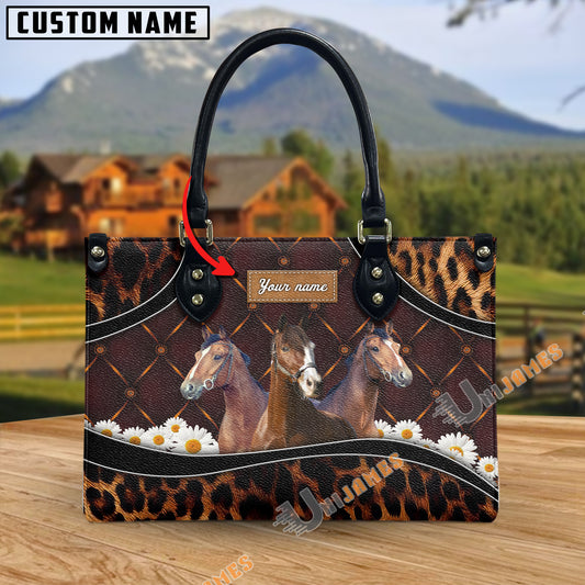 Unijames Warmblood Happiness Sunflower Custom Name 3D Leather Handbag