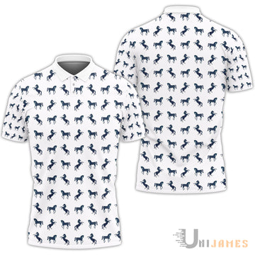 Unique Blue Horse Pattern Polo Shirt