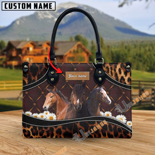 Unijames Hackney Happiness Sunflower Custom Name 3D Leather Handbag