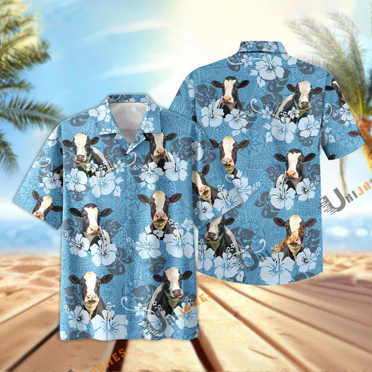 Uni Holstein Tribal Flowers Hawaiian Shirt