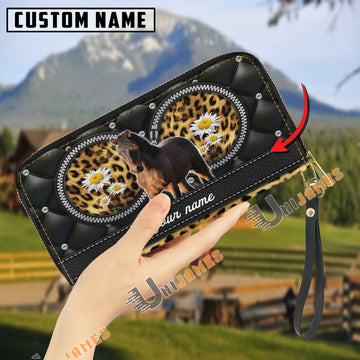 Uni Morgan Leather Heart Pattern Custom Name 3D Leather Clutch