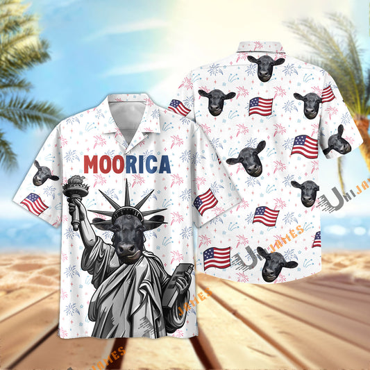 UniJames Moorica Black Angus Hawaiian Shirt