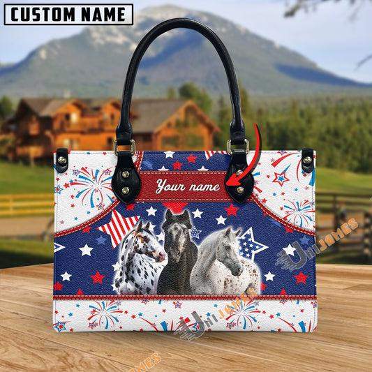 Unijames Appaloosa America Lover Custom Name 3D Leather Handbag