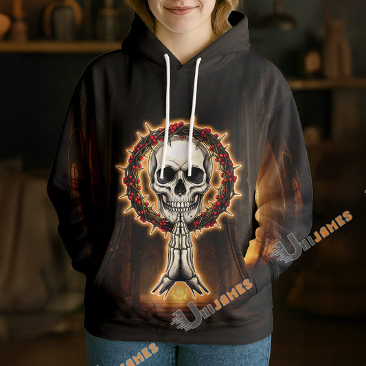 Unijames Sacred Prayer Skull 3D Hoodie