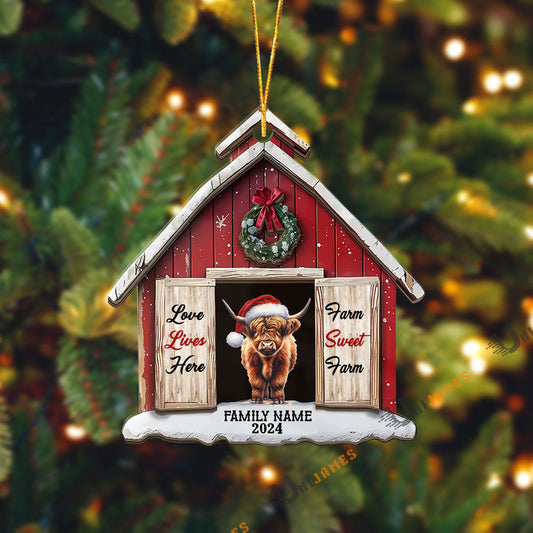 Uni Highland Christmas Farm Sweet Farm Custom Shape Acrylic Ornament