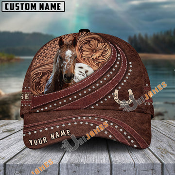 Unijames Appaloosa Carving Leather Pattern Personalized Name Cap