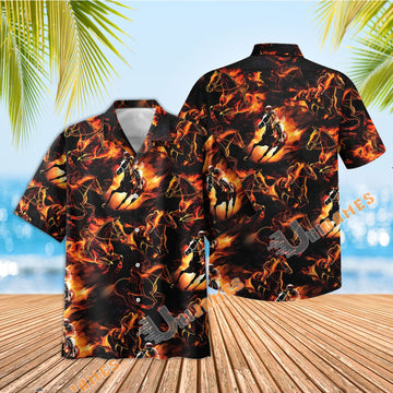 Horse Racing Fire Hawaiian Shirt