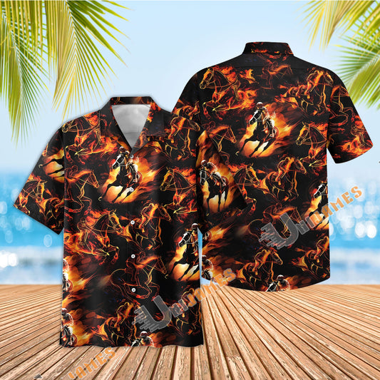 Horse Racing Fire Hawaiian Shirt