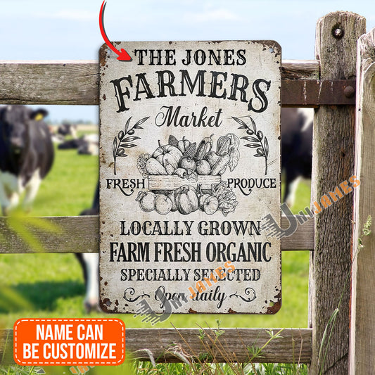 uni Custom Name Farm Farmers Market Fresh Organic Rectangle Metal Sign