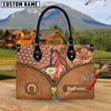 Unijames American Quarter Horse Center Zip Pattern Custom Name 3D Leather Handbag