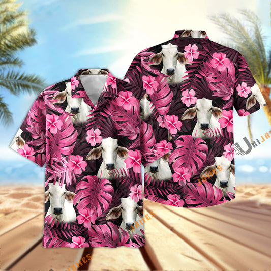 UniJames Pink Breeze Brahman Hawaiian Shirt