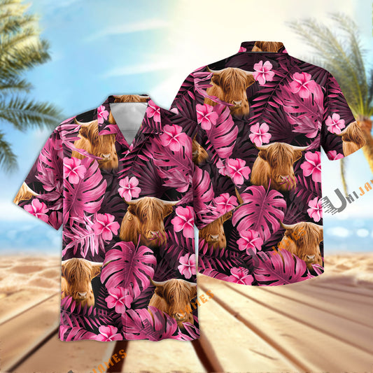 UniJames Pink Breeze Highland Hawaiian Shirt