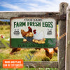 Personalized Chicken Farm Fresh Eggs Green Customized Classic Metal Signs