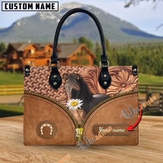 Unijames Morgan Center Zip Pattern Custom Name 3D Leather Handbag