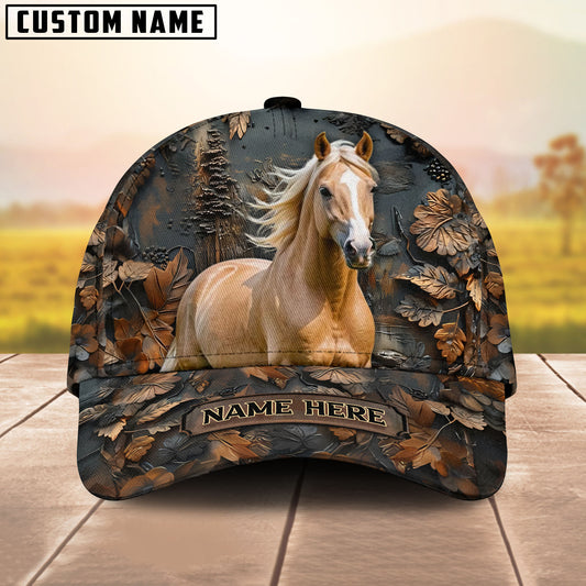 Custom Horse Cap – Personalized Name Brown Horse Camo Hat for Horse Lovers - Palomino