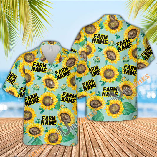 UniJames Custom Logo, Farm Name Sunflower Hawaiian Shirt