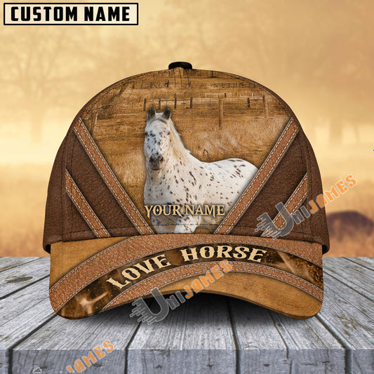 Uni Appaloosa Horse Brown Leather Pattern Personalized Name Cap