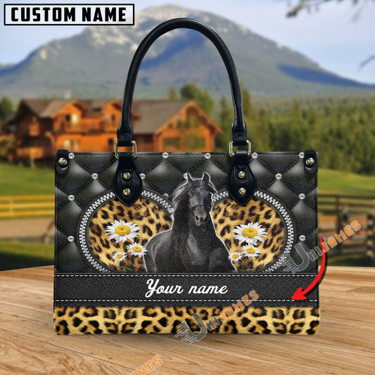 Unijames Friesian Leather Heart Pattern Custom Name 3D Leather Handbag