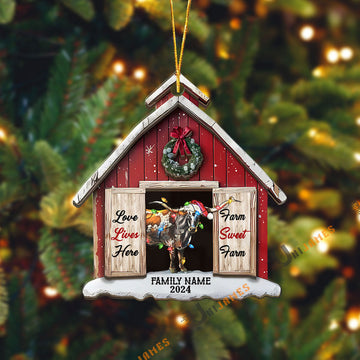 Uni Texas Longhorn Christmas Farm Sweet Farm Custom Shape Acrylic Ornament
