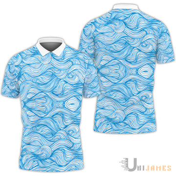 Unique Ocean Waves Pattern Polo Shirt
