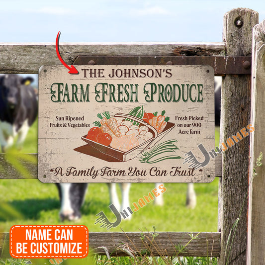 uni Hand Drawn Farm Fresh You Can Trust Rectangle Metal Sign Custom Name Farm Size