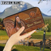 Uni American Quarter Horse Never Walk Alone Custom Name 3D Leather Clutch