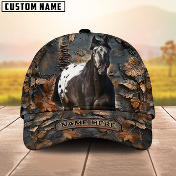 Custom Horse Cap – Personalized Name Brown Horse Camo Hat for Horse Lovers - Appaloosa