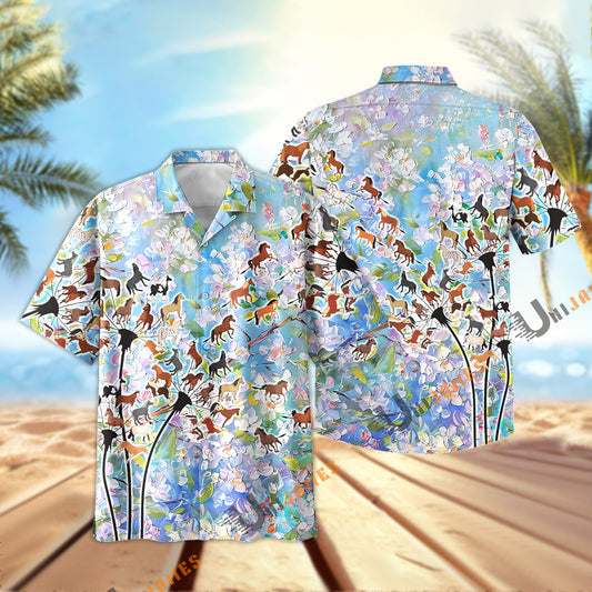 Horse Lover Hawaiian Shirt – Floral & Pony Pattern