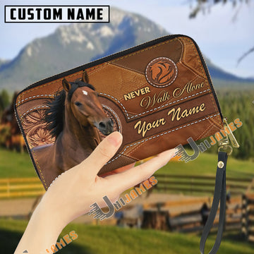 Uni Morgan Never Walk Alone Custom Name 3D Leather Clutch