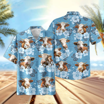 Uni Simmental Tribal Flowers Hawaiian Shirt