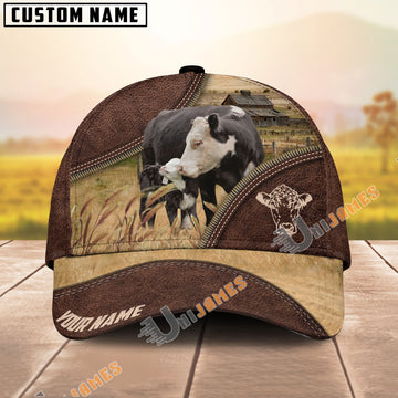 Uni Black Hereford On The Farm Customized Name 3D Brown Cap
