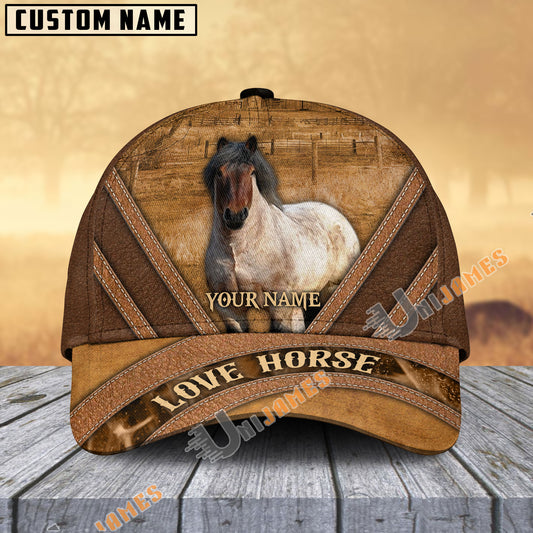 Uni Draft Horse Brown Leather Pattern Personalized Name Cap