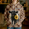 Uni Personalized Sunflower Cow Cozy Hoodie (12 Cattle Breeds)